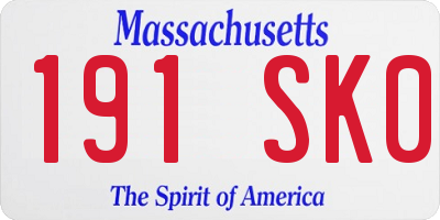 MA license plate 191SK0