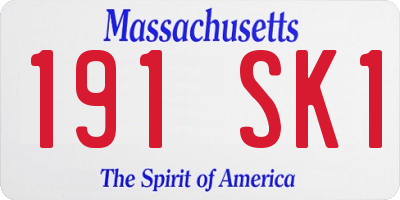 MA license plate 191SK1