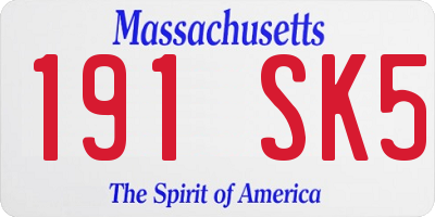 MA license plate 191SK5