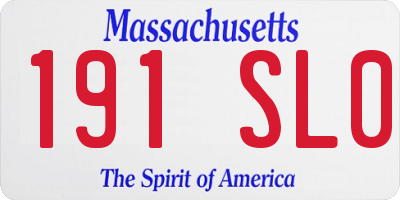 MA license plate 191SL0