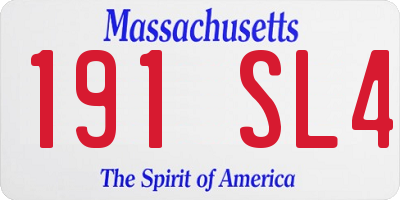 MA license plate 191SL4