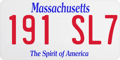 MA license plate 191SL7