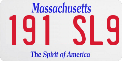 MA license plate 191SL9