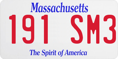 MA license plate 191SM3