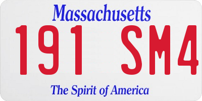 MA license plate 191SM4