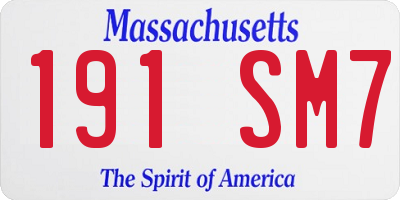 MA license plate 191SM7