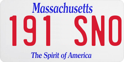 MA license plate 191SN0