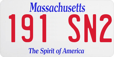 MA license plate 191SN2