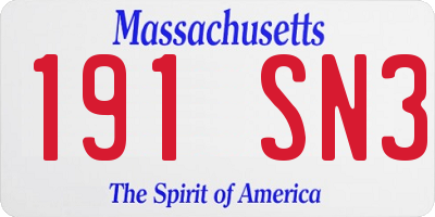 MA license plate 191SN3