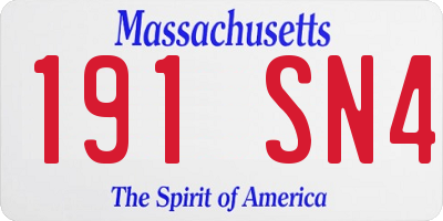MA license plate 191SN4