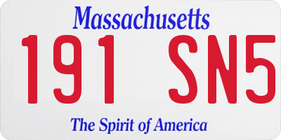 MA license plate 191SN5