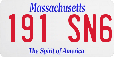 MA license plate 191SN6