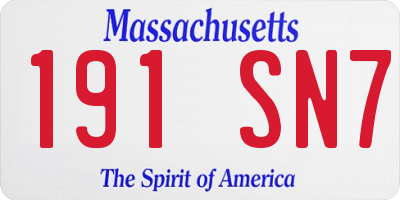 MA license plate 191SN7