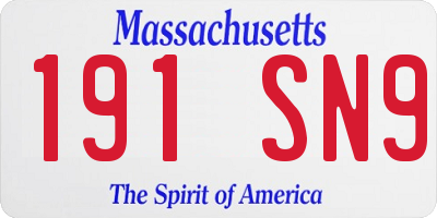 MA license plate 191SN9