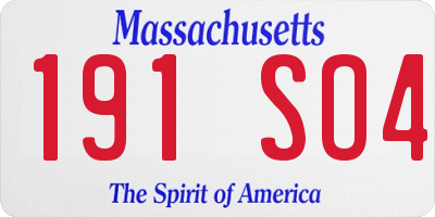 MA license plate 191SO4
