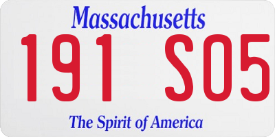 MA license plate 191SO5