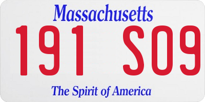 MA license plate 191SO9
