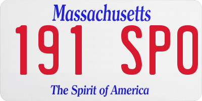MA license plate 191SP0