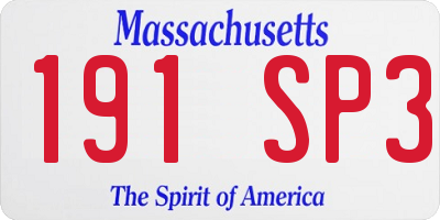 MA license plate 191SP3