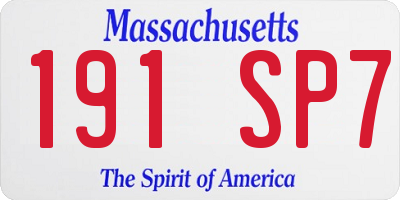 MA license plate 191SP7