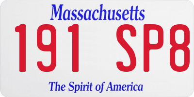 MA license plate 191SP8