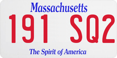 MA license plate 191SQ2