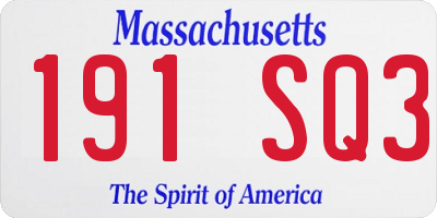 MA license plate 191SQ3