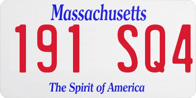 MA license plate 191SQ4