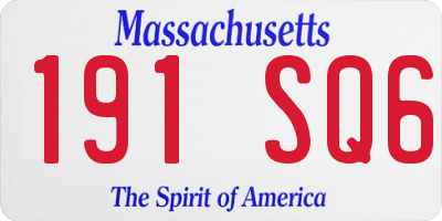 MA license plate 191SQ6