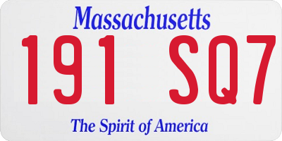 MA license plate 191SQ7
