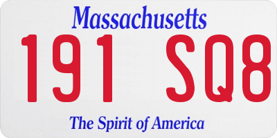 MA license plate 191SQ8