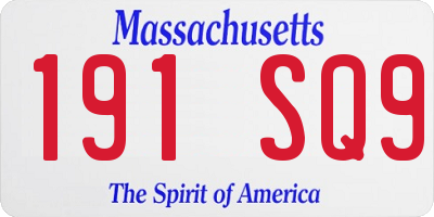 MA license plate 191SQ9