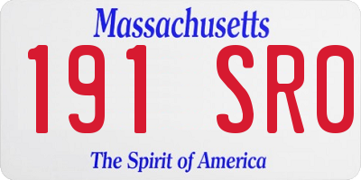 MA license plate 191SR0
