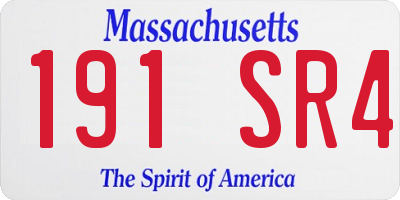 MA license plate 191SR4