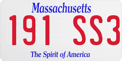 MA license plate 191SS3