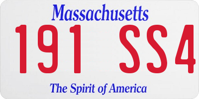 MA license plate 191SS4