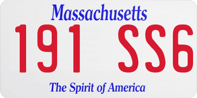MA license plate 191SS6