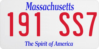 MA license plate 191SS7