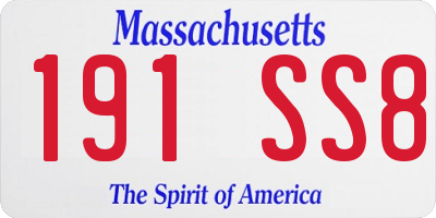 MA license plate 191SS8
