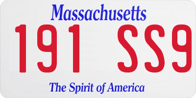 MA license plate 191SS9