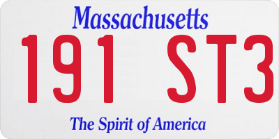 MA license plate 191ST3