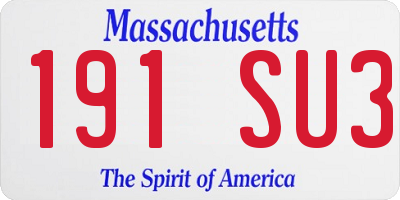 MA license plate 191SU3