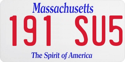 MA license plate 191SU5