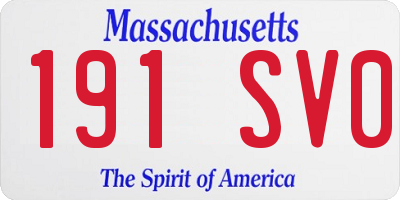 MA license plate 191SV0