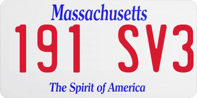 MA license plate 191SV3