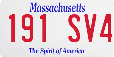 MA license plate 191SV4