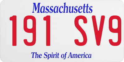 MA license plate 191SV9