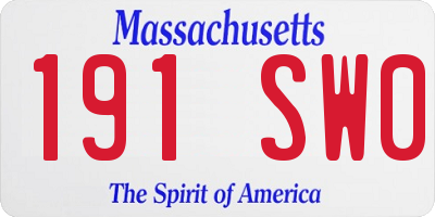 MA license plate 191SW0