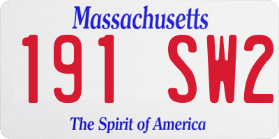 MA license plate 191SW2