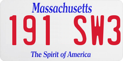 MA license plate 191SW3